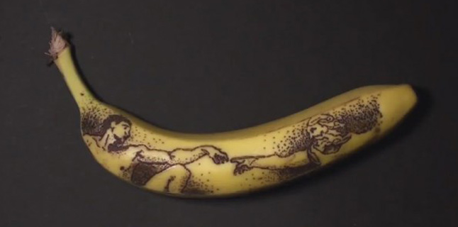 Quando a casca de banana vira tela para arte